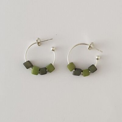 Leticia Mini Square Tagua Nut Earring - Green