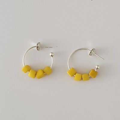 Leticia Mini Square Tagua Nut Earring - Yellow