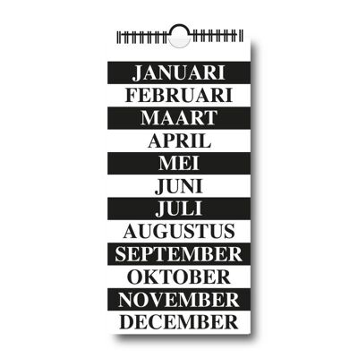 Calendario de cumpleaños en blanco y negro