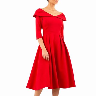 ROBE SWING MANCHES CHESTERTON ROUGE ÉCARLATE