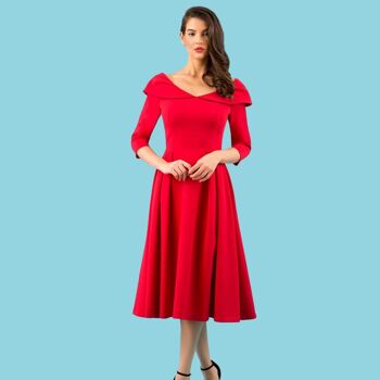ROBE SWING MANCHES CHESTERTON ROUGE ÉCARLATE 2