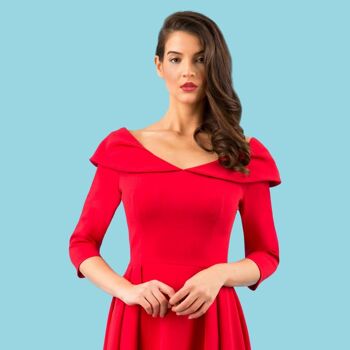 ROBE SWING MANCHES CHESTERTON ROUGE ÉCARLATE 3