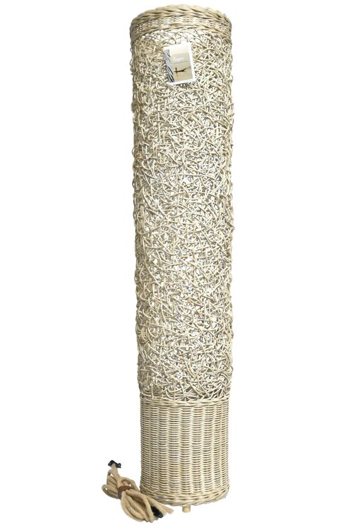 Lampe colonne Magwe, L, 110cm, rotin blanc cérusé