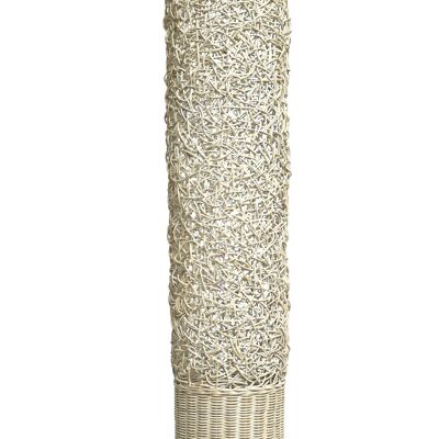 Magwe Säulenlampe, L, 110 cm, weißes Ceruse Rattan