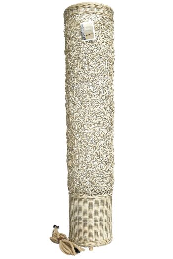 Lampe colonne Magwe, L, 110cm, rotin blanc cérusé