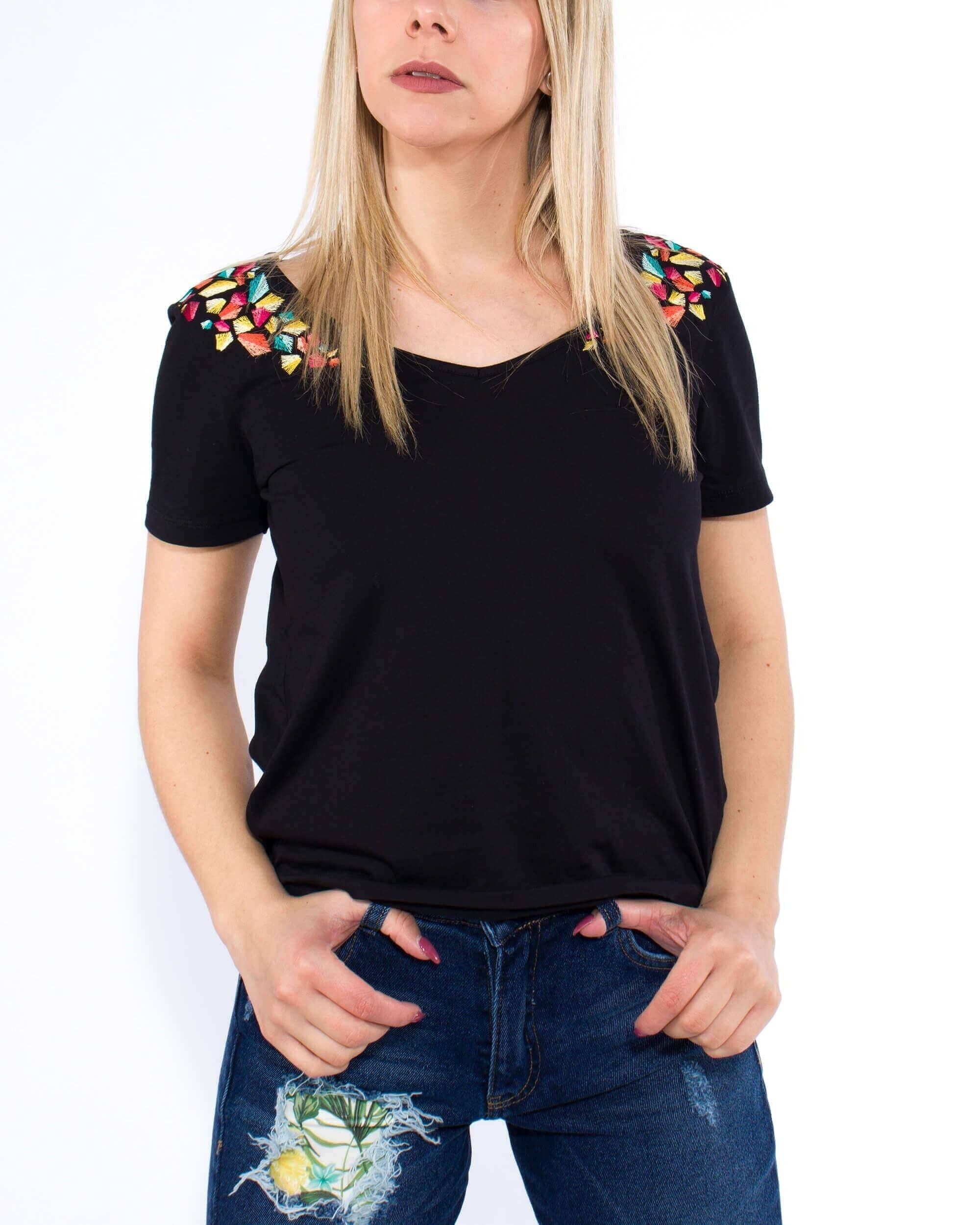 T-shirt collo - nero