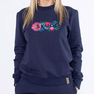 Sweatshirt Blumen - Navy