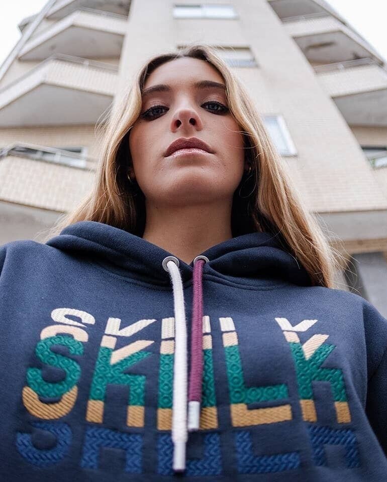 Felpa con cappuccio Build blu navy