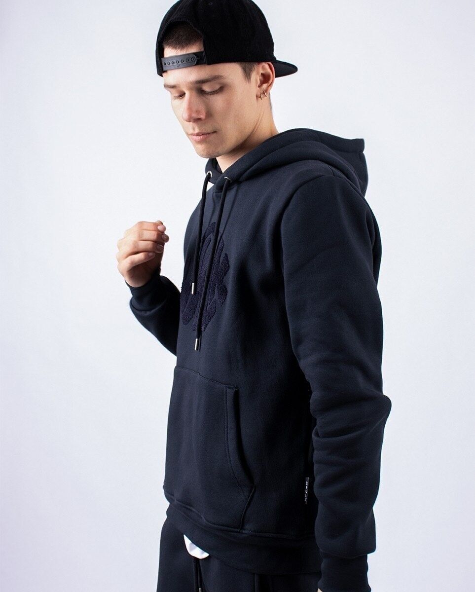 Felpa con cappuccio blu navy liquido