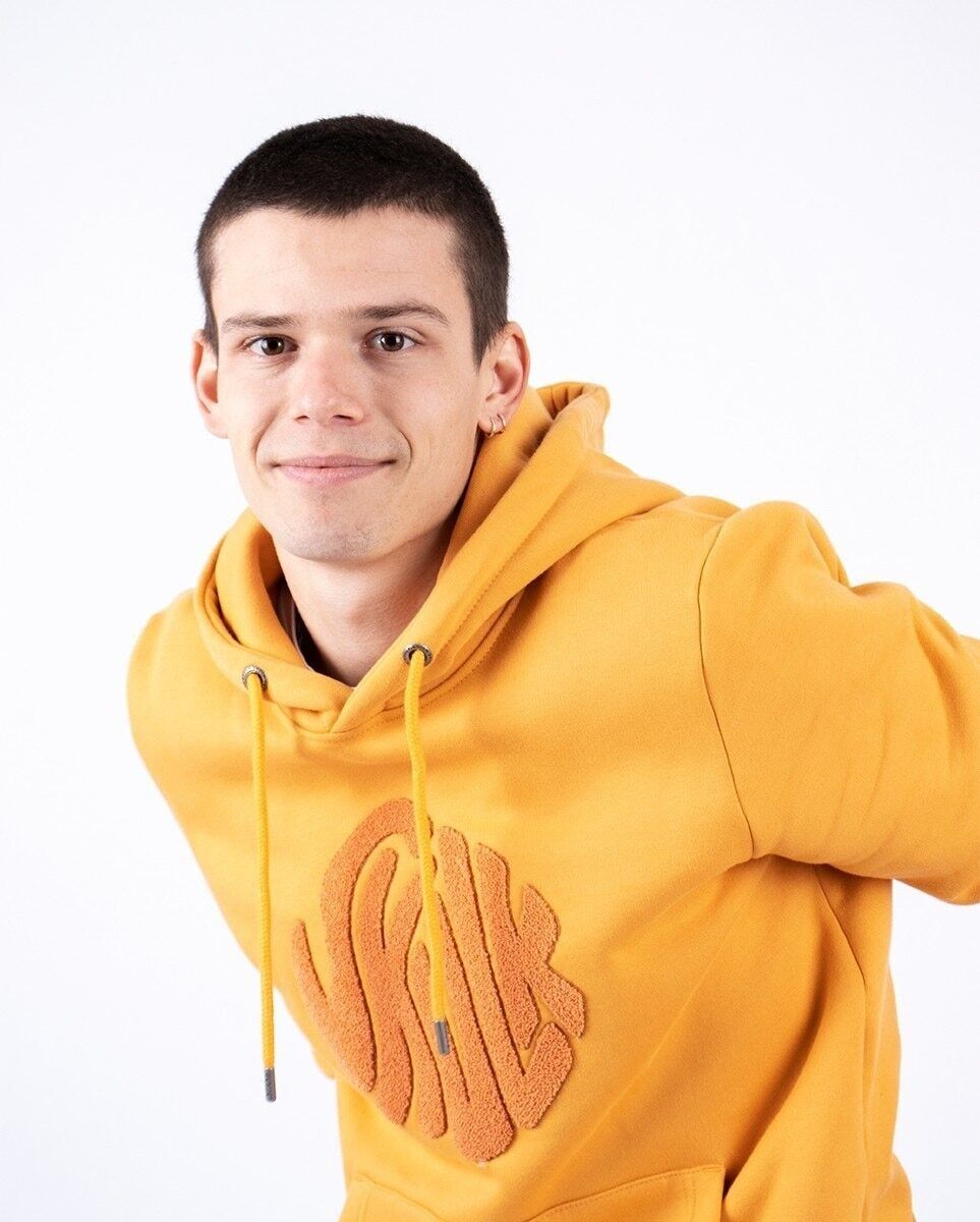 Felpa con cappuccio giallo liquido