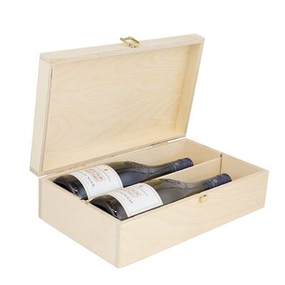Two Bottle Hinged Wooden Box, (348x205x103mm)