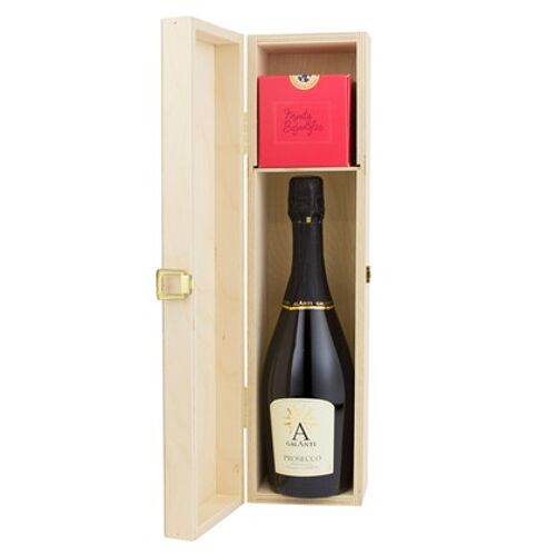 One Bottle Hinged Wooden Wine Box with Shelf, (450x112x102mm)