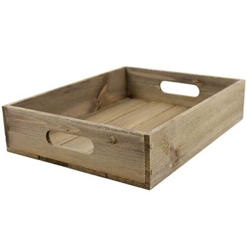 Small Rustic Wooden Tray with Handles, (375x291x83mm)