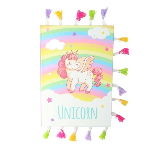 Cuaderno Unicornio y Flecos de Pasta Dura - A5 - Hoja Blanca