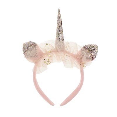Rigid Headband with Horn and Unicorn Ears - Glitter