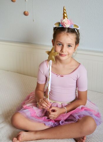 Ensemble Ballerine - Tutu Rose, Baguette Dorée et Bandeau Licorne 4