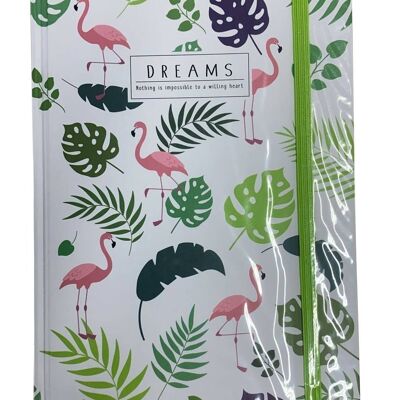 Notepad with Flamingo Cover and Elastic Closure