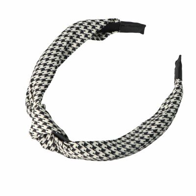 Rigid Headband for Women with Knot - White and Black