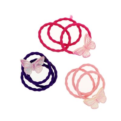 Set 9 Hair Bands - 3 with Butterfly - Various Colors