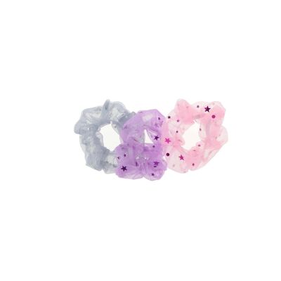 Set of 3 Wrinkled Tulle Hair Bands - With Stars