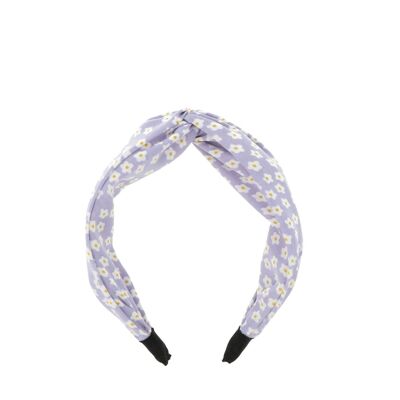 Stirnband aus starrem Stoff mit Knoten - Blumendruck