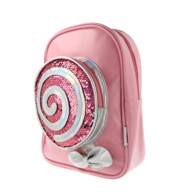 Lollipop-Rucksack mit Pailletten – Reißverschluss – Pink