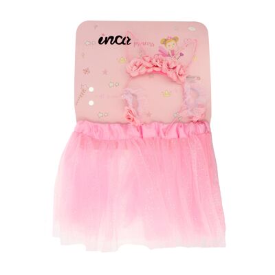 Ballerina Set - Pink Tutu and Rabbit Headband with Flowers