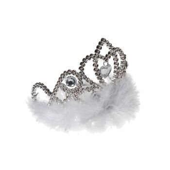 Diadème de princesse en argent avec plumes et coeur - Plastique 4