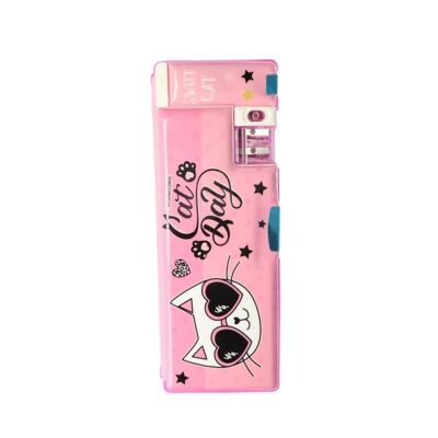 Cat Hard Case – Magnetverschluss – mit Anspitzer – Pink