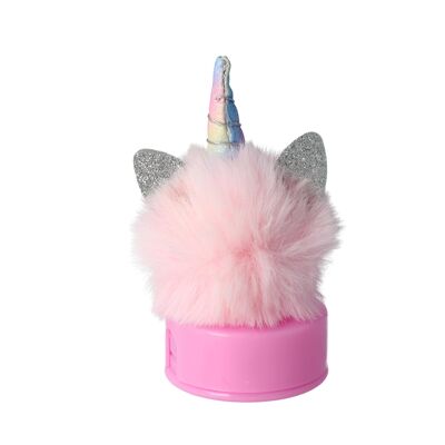 Pencil Sharpener with Unicorn Horn, Lid and Pink Pompom
