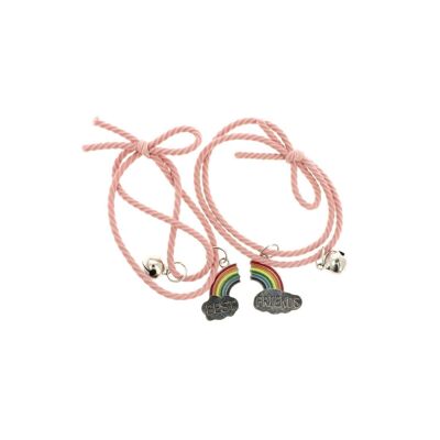 2-reihige Armbänder – geteilter Regenbogen und beste Freunde – Pink