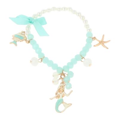 Elastisches Armband mit Steinen mit Meerjungfrau - Weiß und Blau