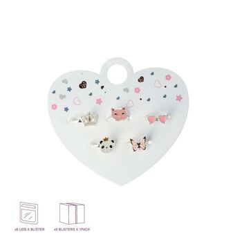 Set 5 Bagues Ajustables Enfant Boîte Coeur - Argent 2