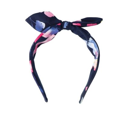 Rigid Headband for Women with Bow - Printed - Blue, Camel, white