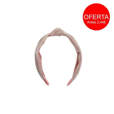 Rigid Lined Headband for Women with Knot - White - Pink