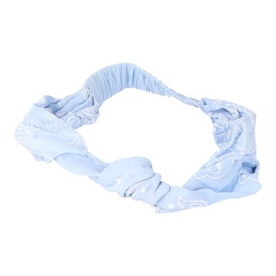 Elastic Fabric and Knot Headband - Biker - Blue and White