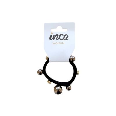 Acrylic Hair Tie with Beads - Black