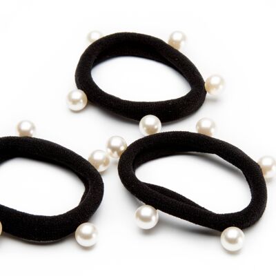 Pack of 3 black rubber bands with balls