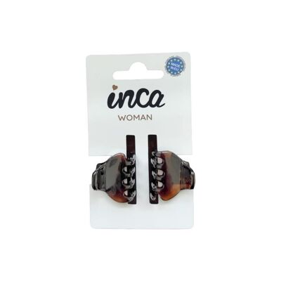 Pack 2 Small Hair Clips - French Shell - Brown