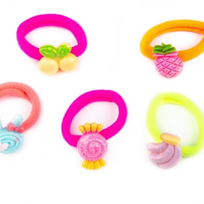 Pack 5 Hair Bands with Fruit - Acrylic - Happy
