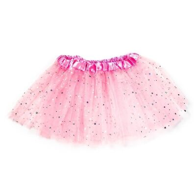 Tutu enfant avec étoiles - 3 épaisseurs de tulle - Rose