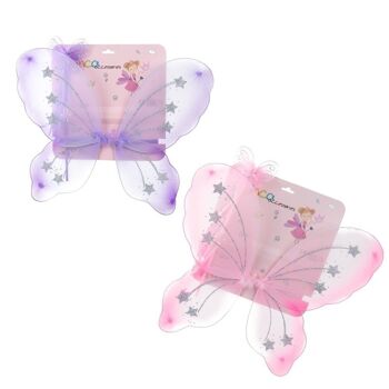 Ensemble d'ailes et baguette scintillantes pour enfants - rose et lilas 1