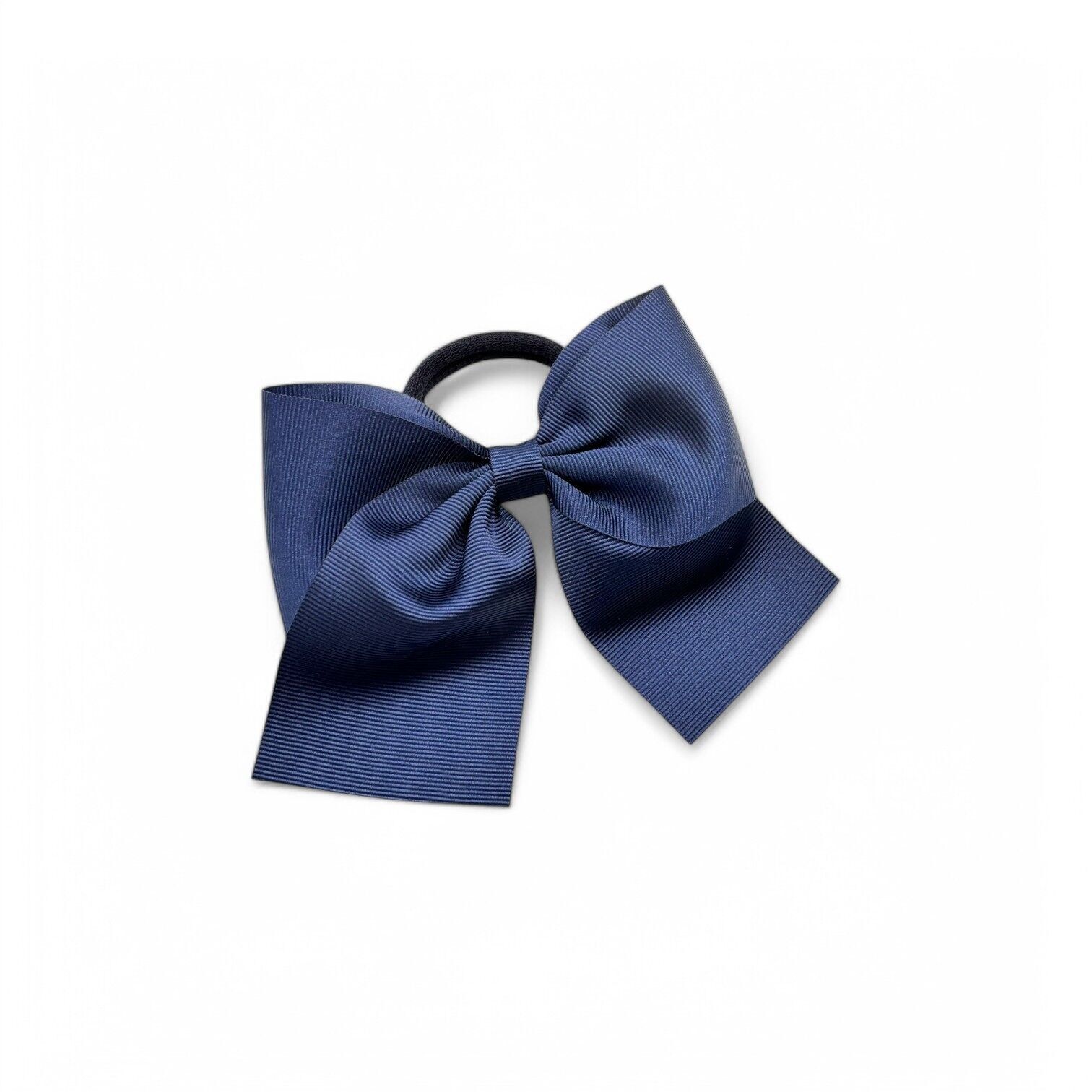 Children's hair bow with elastic - Grosgrain ribbon - 11 X 9 cm - Navy Blue