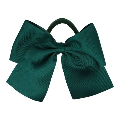 Hair Bow with Rubber Band - 11 x 9 cm - Bottle Green