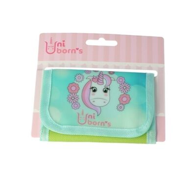 Portefeuille pour enfants avec licorne - Fermeture en nylon et velcro