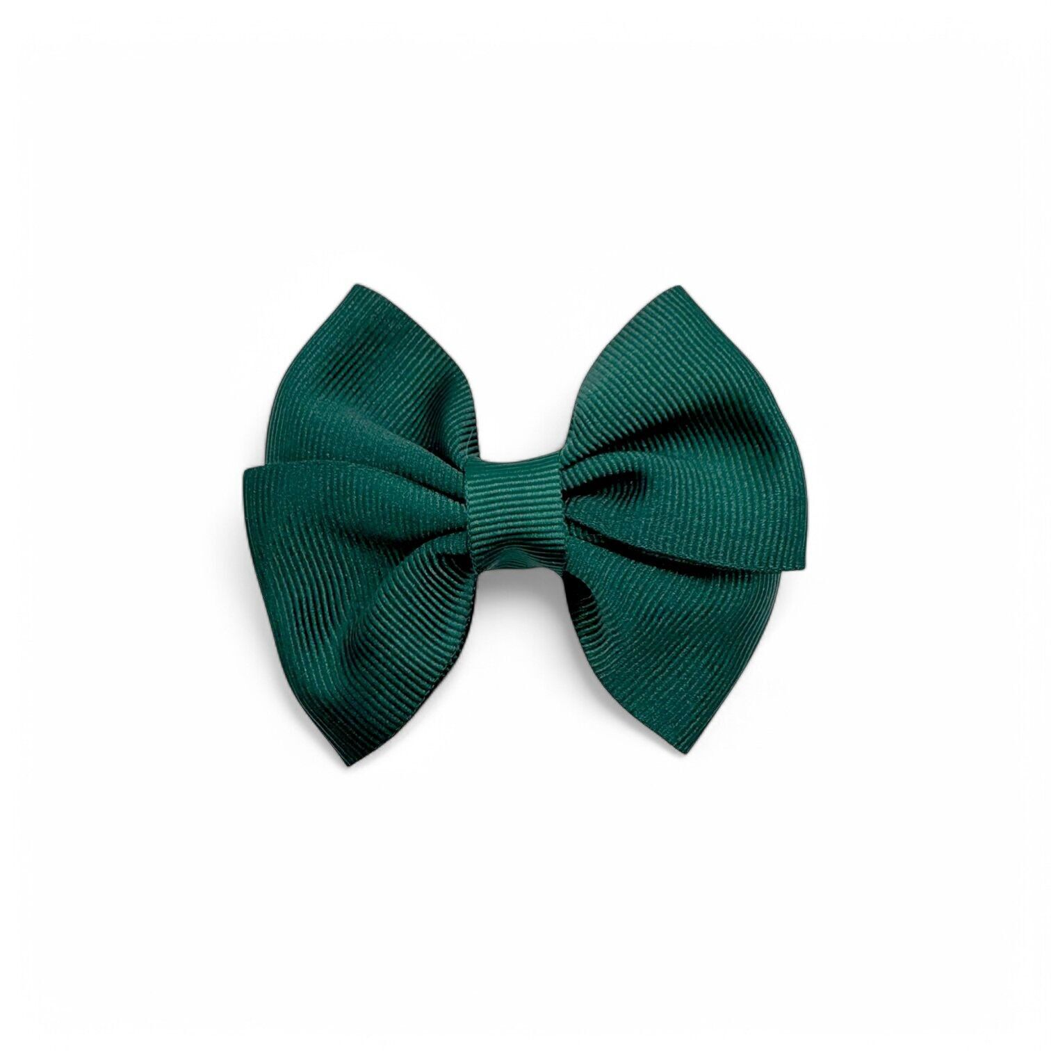 Lazo Infantil para pelo con pinza - Cinta Grosgrain - 7 X 6 cm  - Verde Botella