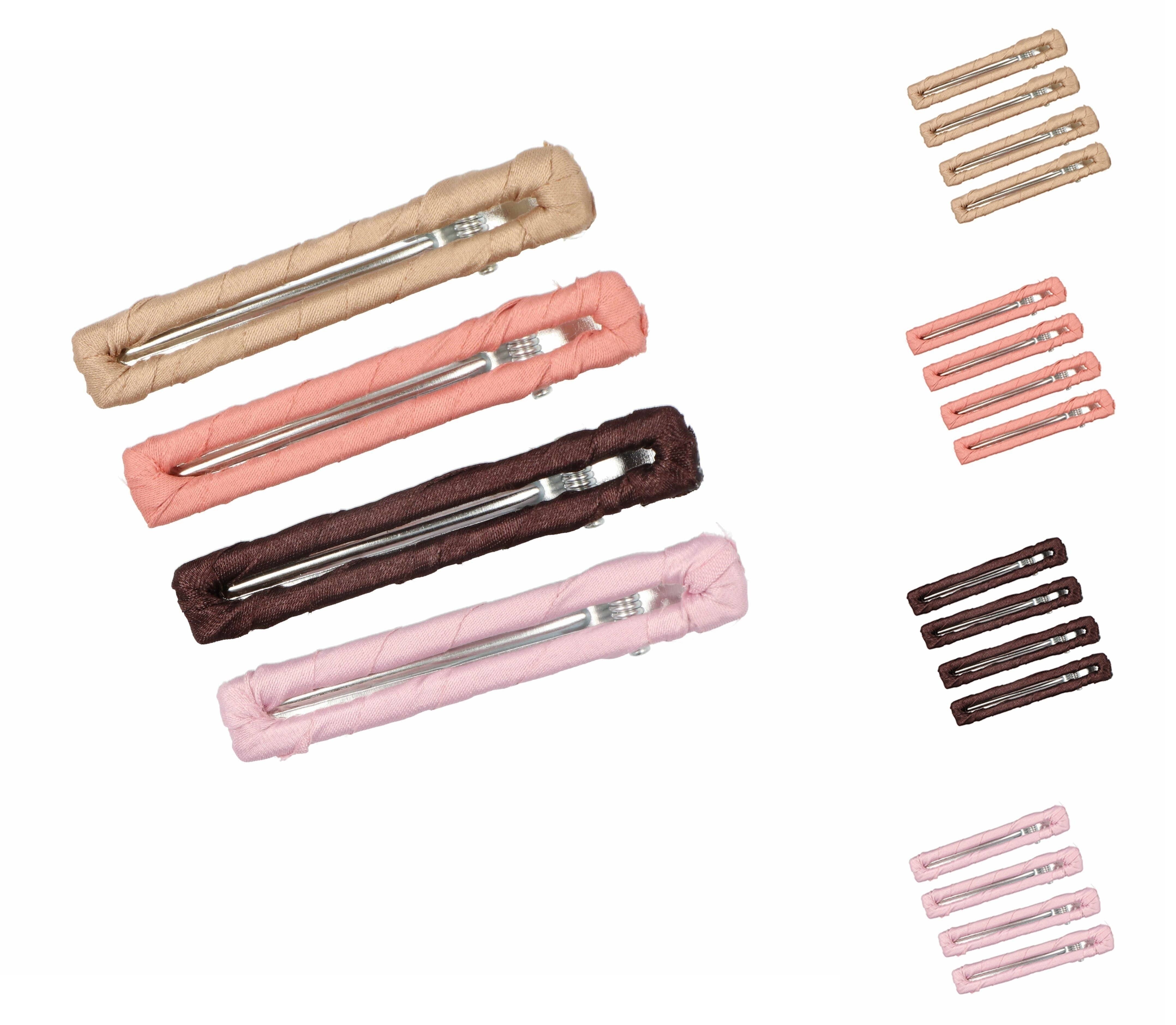 Set mit 4 Haarspangen – mit Stoff überzogen – Pastellfarbe