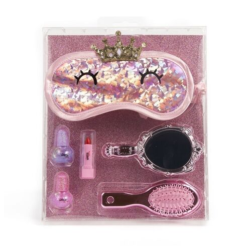 Set Infantil Belleza - Maquillaje, Cepillo, Espejo y Antifaz