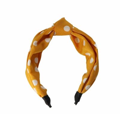 Stiff Hair Band with Knot - Polka Dot Fabric
