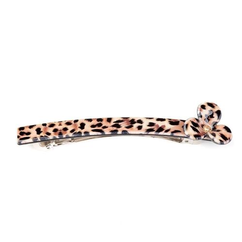 Pasador para el Pelo con Flor - Estampado Leopardo Brillante